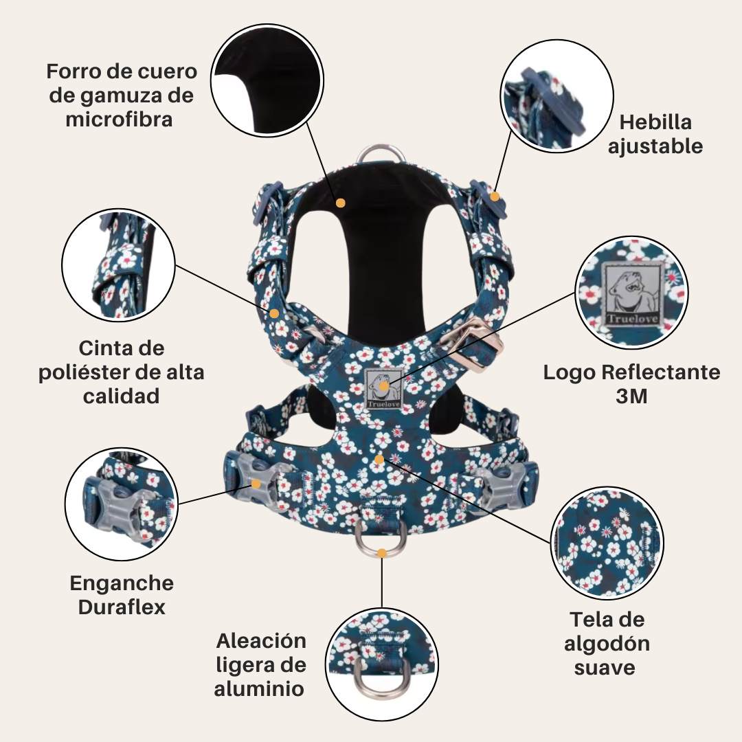 Arnés Anti tirones de Algodón Floral Blue