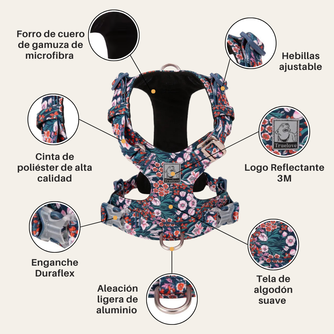 Arnés Anti tirones de Algodón Floral Navy