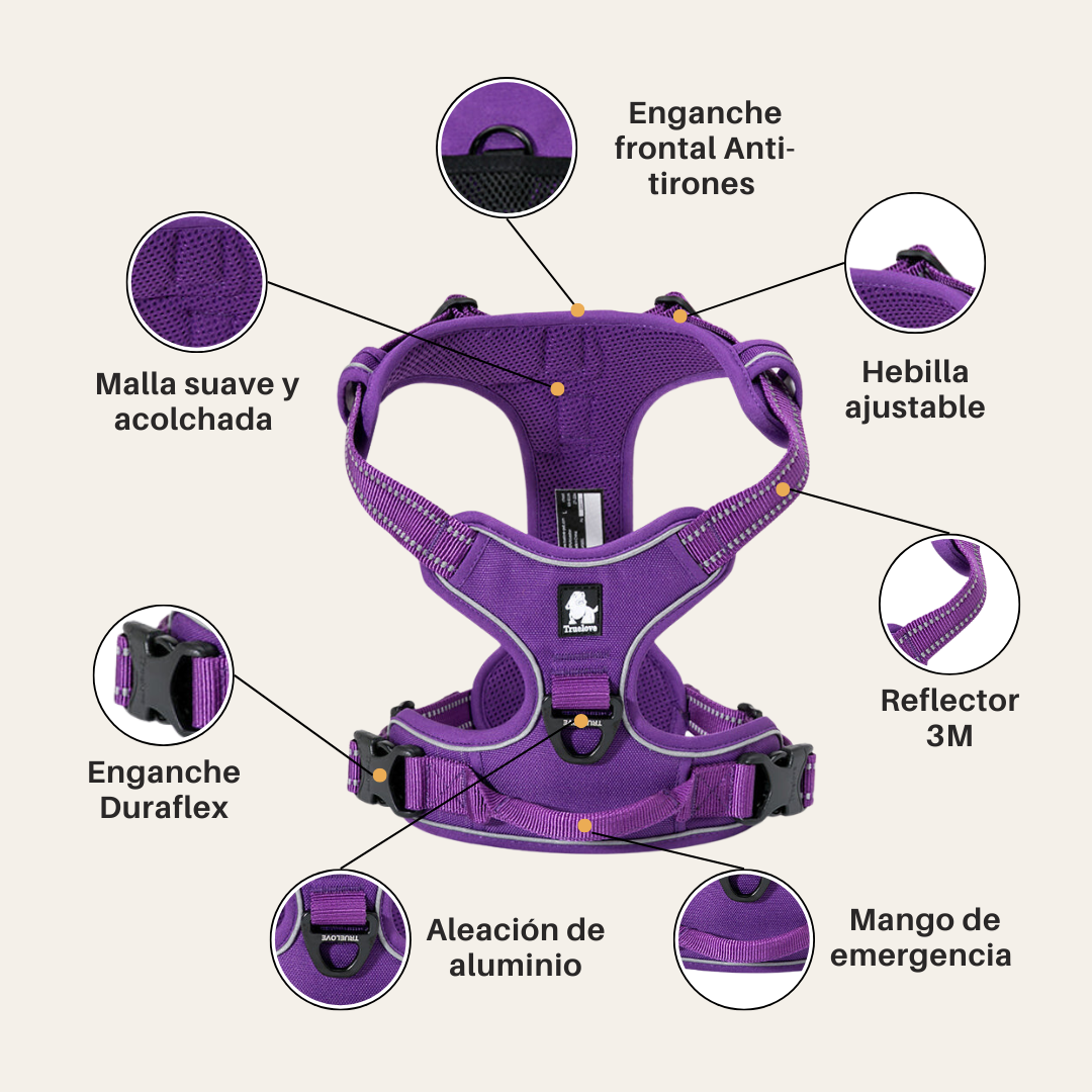 Arnés Anti tirones Reflectante Morado
