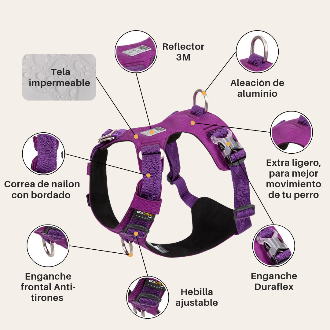 Arnés Anti tirones Impermeable Purple - Drukkie