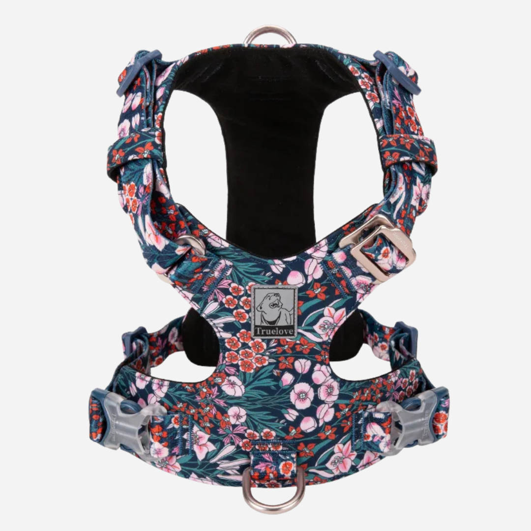 Arnés Anti tirones de Algodón Floral Navy