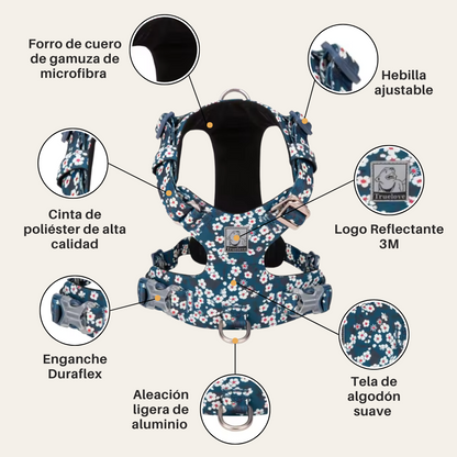 Arnés Anti tirones de Algodón Floral Blue