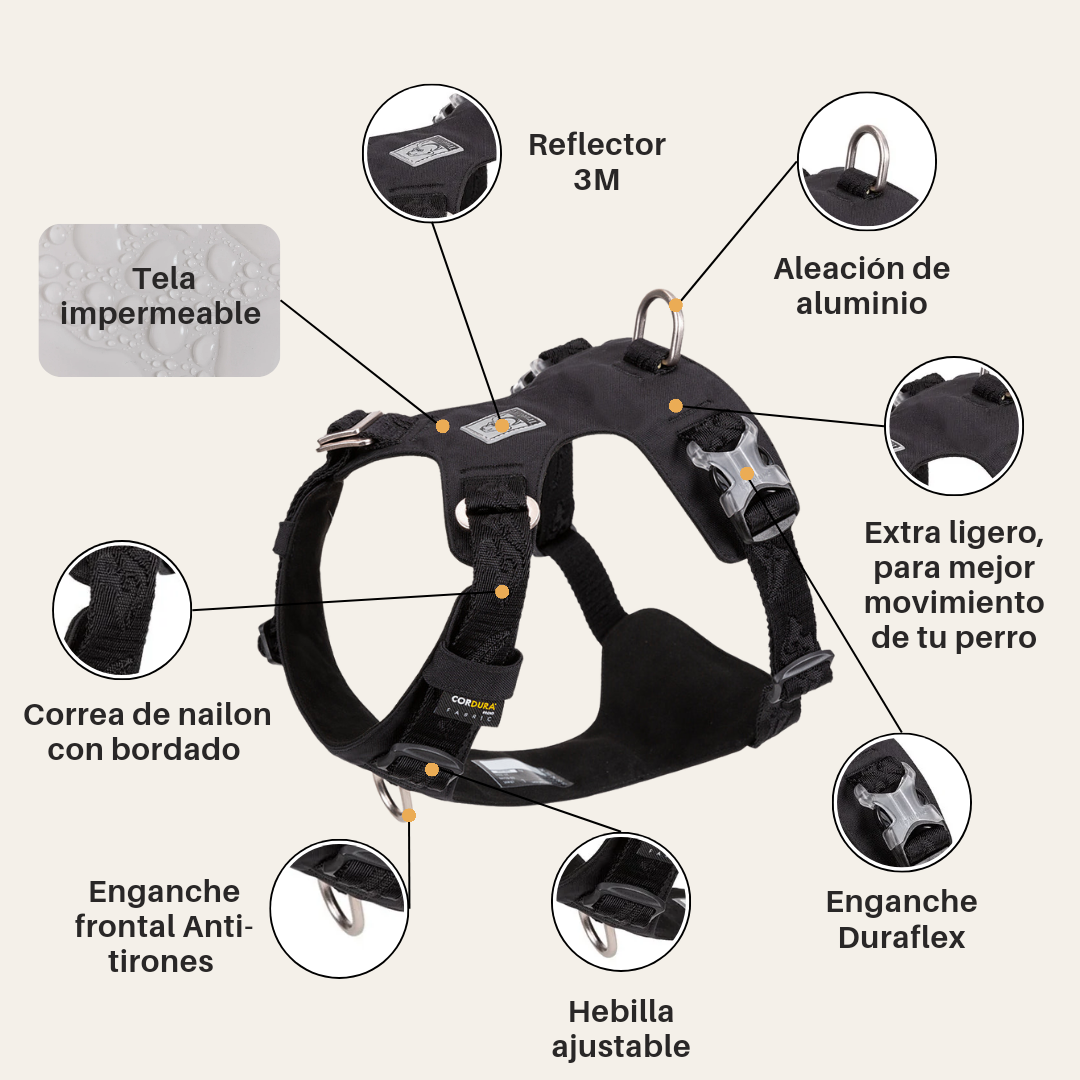 Arnés Anti tirones Impermeable Black - Drukkie