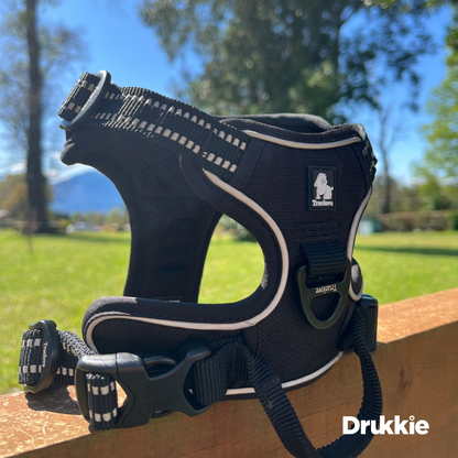 ¡Pack Negro! Arnés Anti tirones Reflectante + Correa