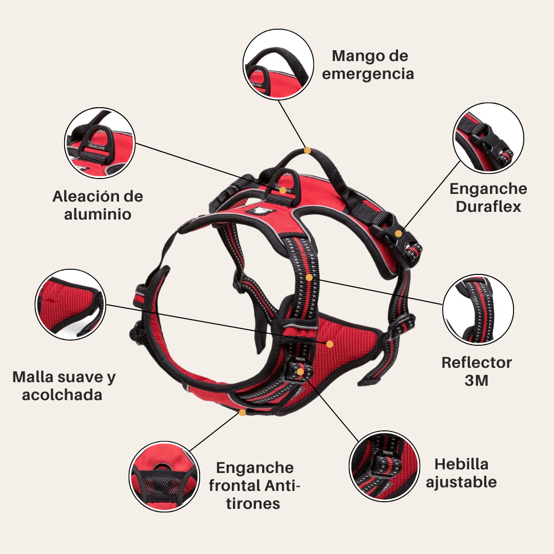 Arnés Anti tirones Reflectante Rojo